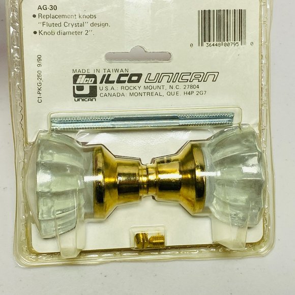 Vintage Fluted Glass Crystal Ilco Unican 2" Round Door Knobs AG-30 Brass Base - Picture 3 of 7